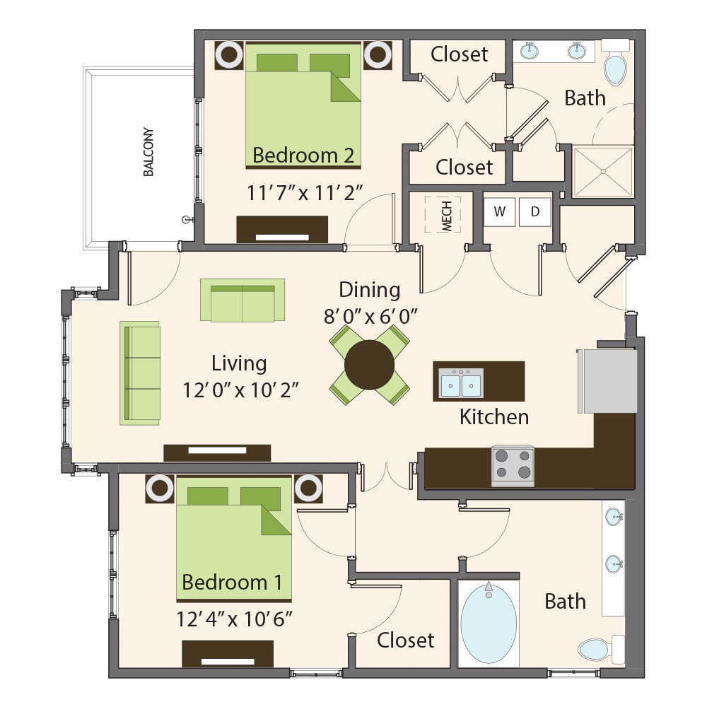 Cedar Floor Plan | Northbrook Apartments