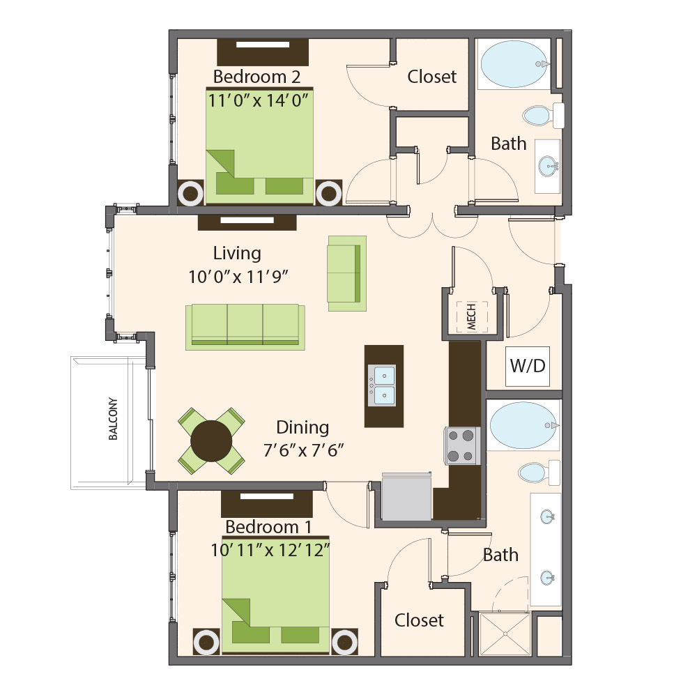Mulberry Floor Plan | Northbrook Apartments