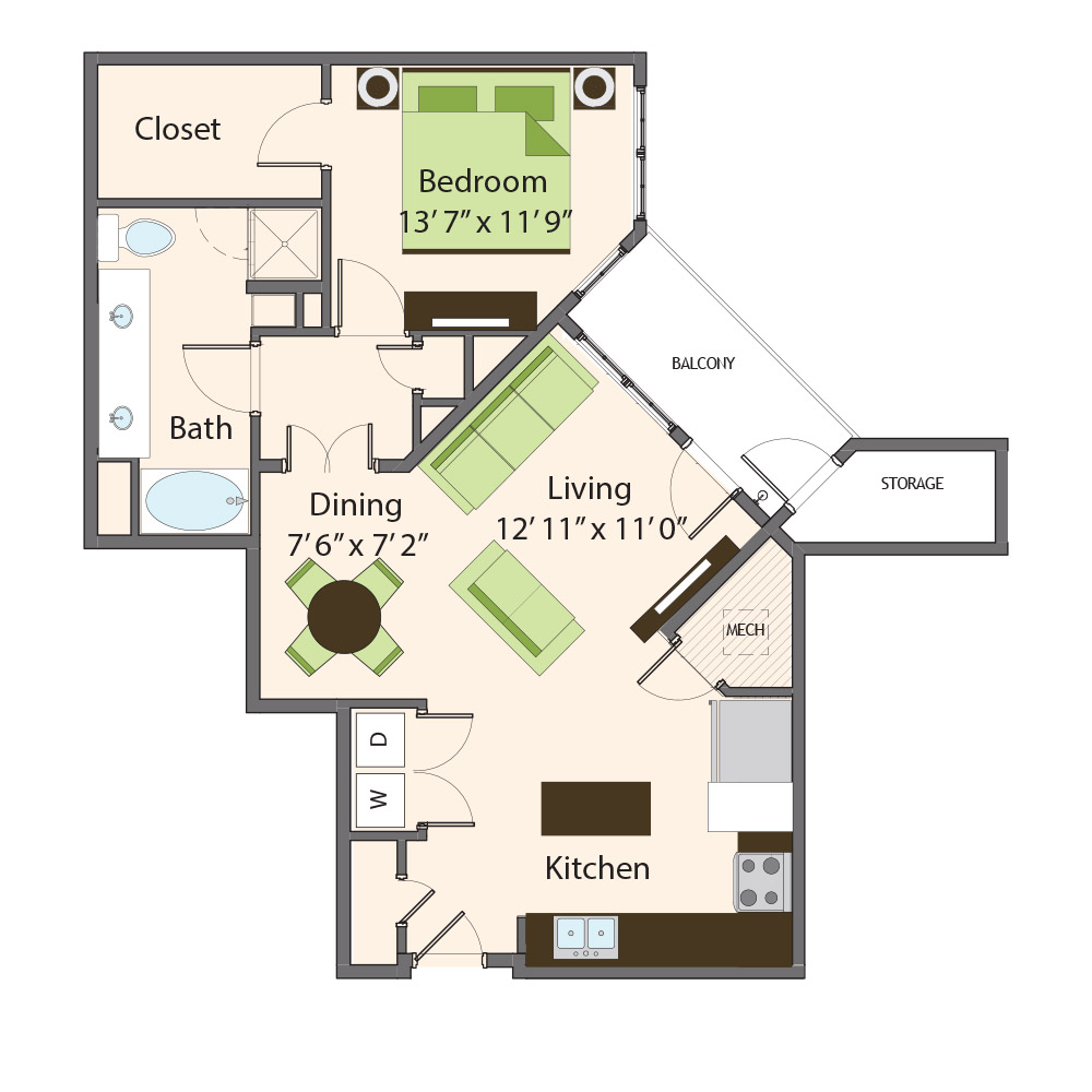 Elm Floor Plan | Northbrook Apartments