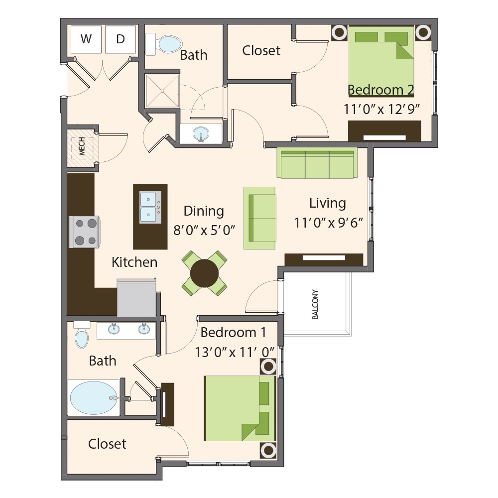Birch Floor Plan | Northbrook Apartments