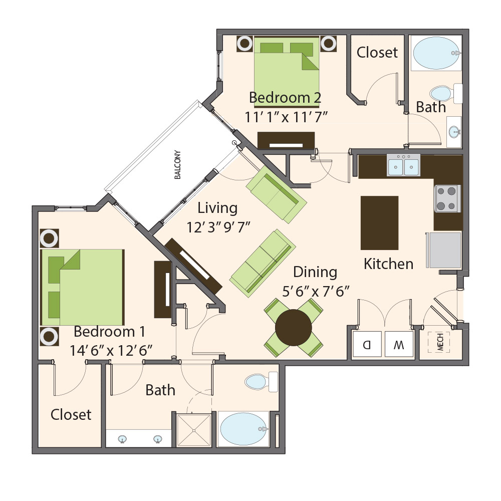 Aspen Floor Plan | Skokie Apartments